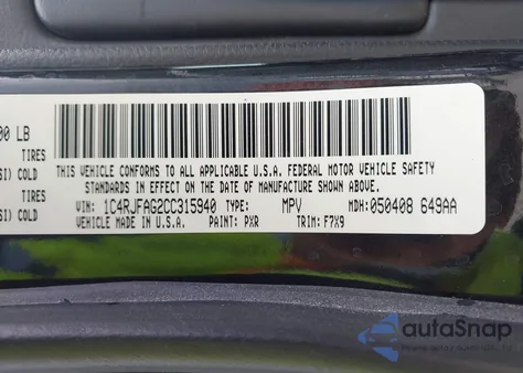 2012 Jeep Grand Cherokee Laredo z USA, uszkodzony, nr VIN 1C4RJFAG2CC315940